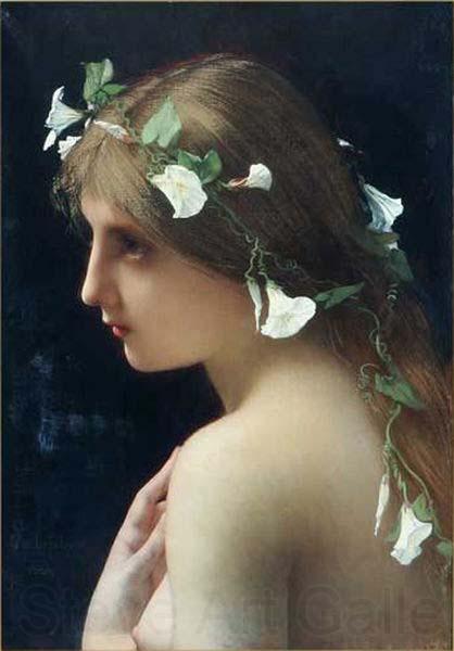 Jules Joseph Lefebvre Nymph with morning glory flowers Norge oil painting art